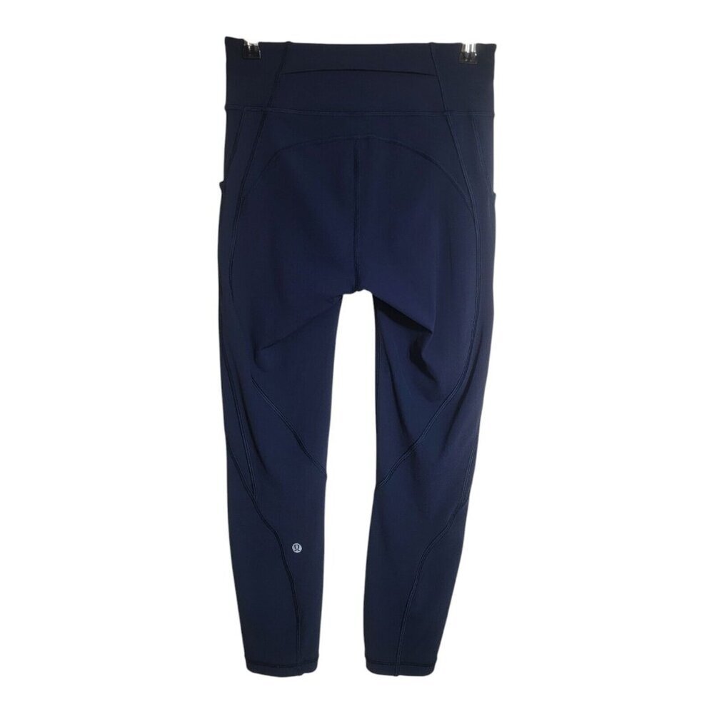 Lululemon Pant Women 4 Time To Sweat Crop *23" True Navy W6AMDS Full-On Luxtreme - Picture 2 of 9